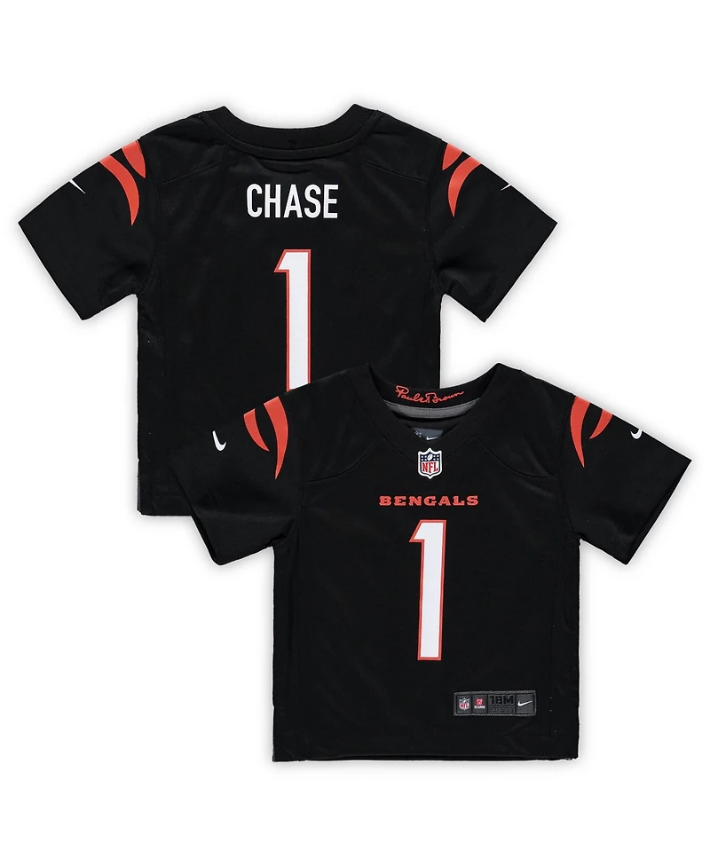 Nike Baby Boys and Girls Ja'Marr Chase Black Cincinnati Bengals Team Player Game Jersey