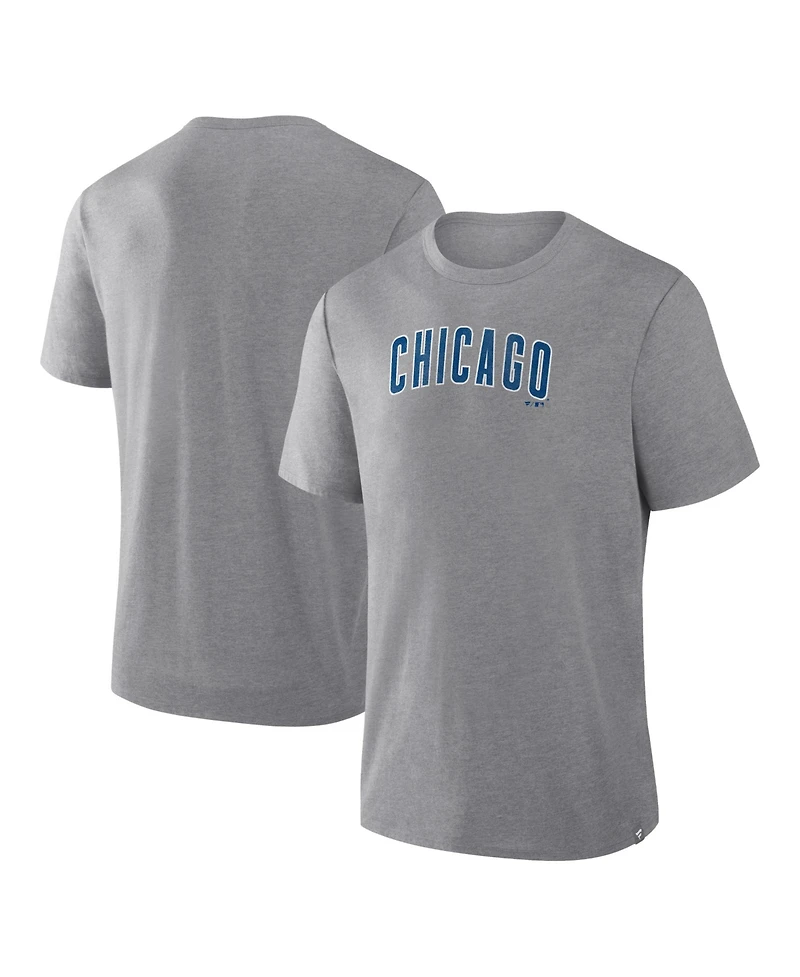 Fanatics Men's Heather Gray Chicago Cubs Play Tribute Tri-Blend T-Shirt