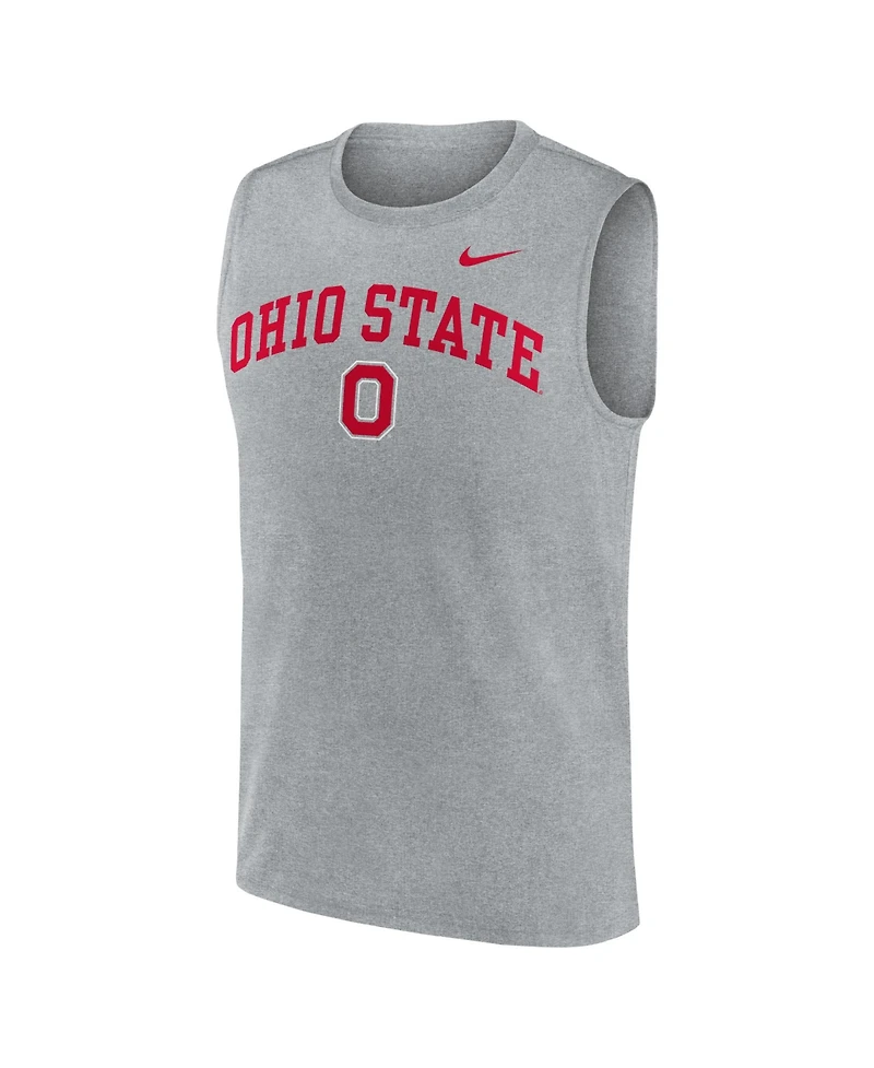 Nike Men's Heather Gray Ohio State Buckeyes Primetime Legend Arch Dri-fit Muscle Tank Top