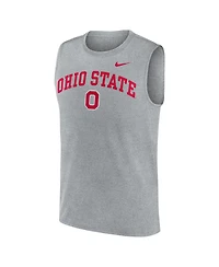 Nike Men's Heather Gray Ohio State Buckeyes Primetime Legend Arch Dri-fit Muscle Tank Top