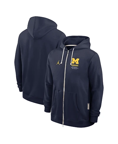 Jordan Men's Navy Michigan Wolverines 2026 Sideline Standard Issue Dri-fit Full-Zip Hoodie