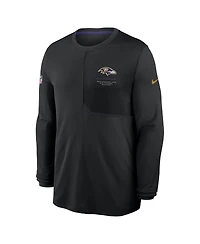 Nike Men's Black Baltimore Ravens Sideline Coaches Uv Dri-fit Long Sleeve Shirt