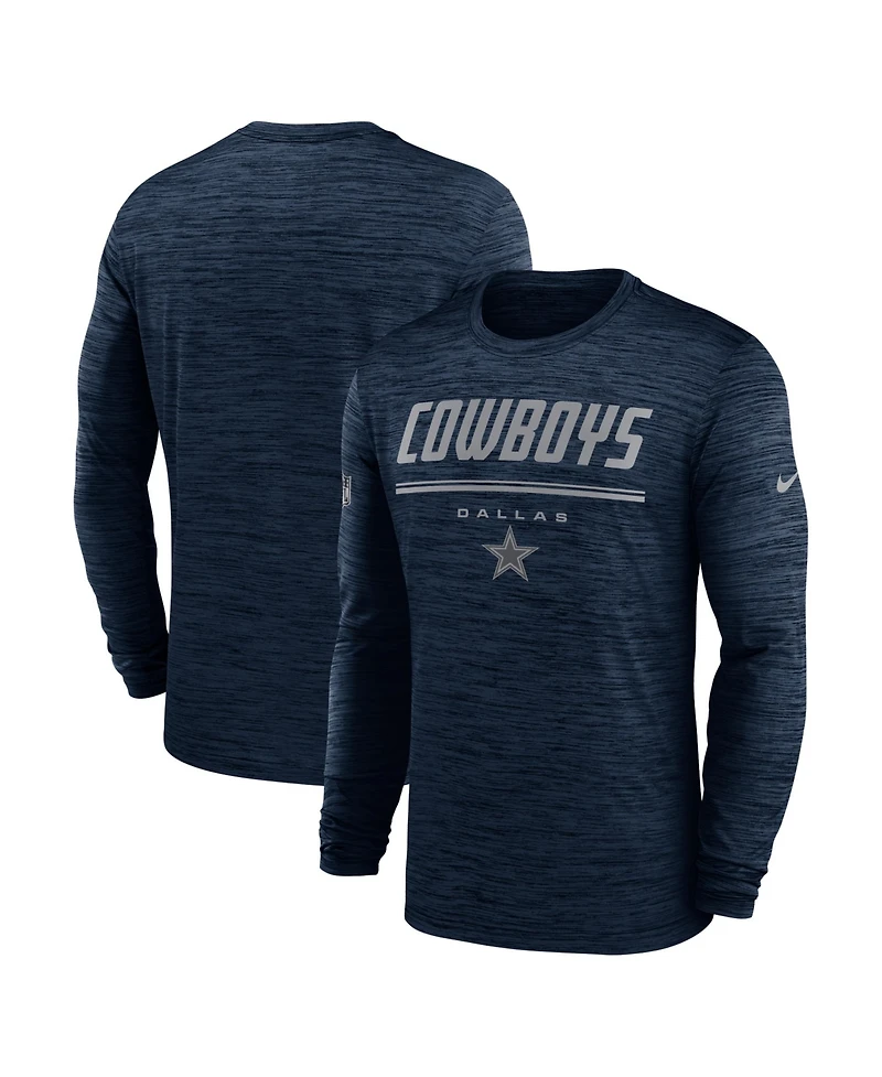 Nike Men's Navy Dallas Cowboys Sideline Offensive Transition Velocity Dri-fit Long Sleeve T-Shirt