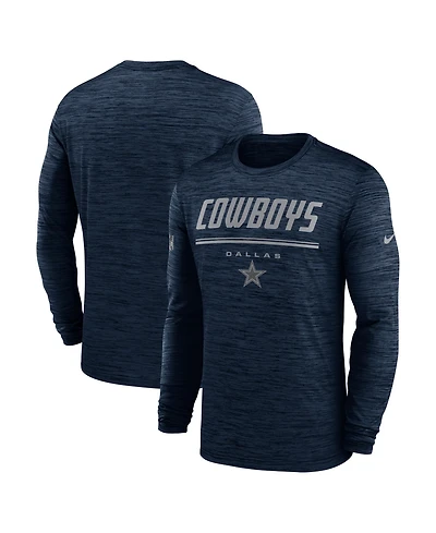 Nike Men's Navy Dallas Cowboys Sideline Offensive Transition Velocity Dri-fit Long Sleeve T-Shirt
