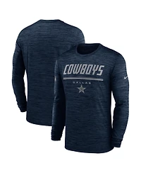 Nike Men's Navy Dallas Cowboys Sideline Offensive Transition Velocity Dri-fit Long Sleeve T-Shirt
