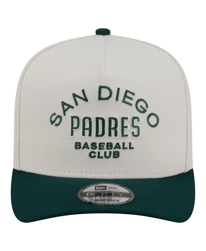 New Era Men's Cream/Dark Green San Diego Padres Chrome A-Frame 9FIFTY Snapback Hat
