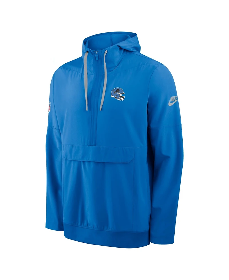 Nike Men's Blue Detroit Lions Alt Anorak Half-Zip Hooded Jacket