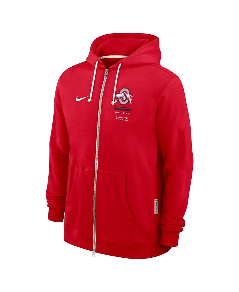 Nike Men's Scarlet Ohio State Buckeyes 2026 Sideline Standard Issue Dri-fit Full-Zip Hoodie