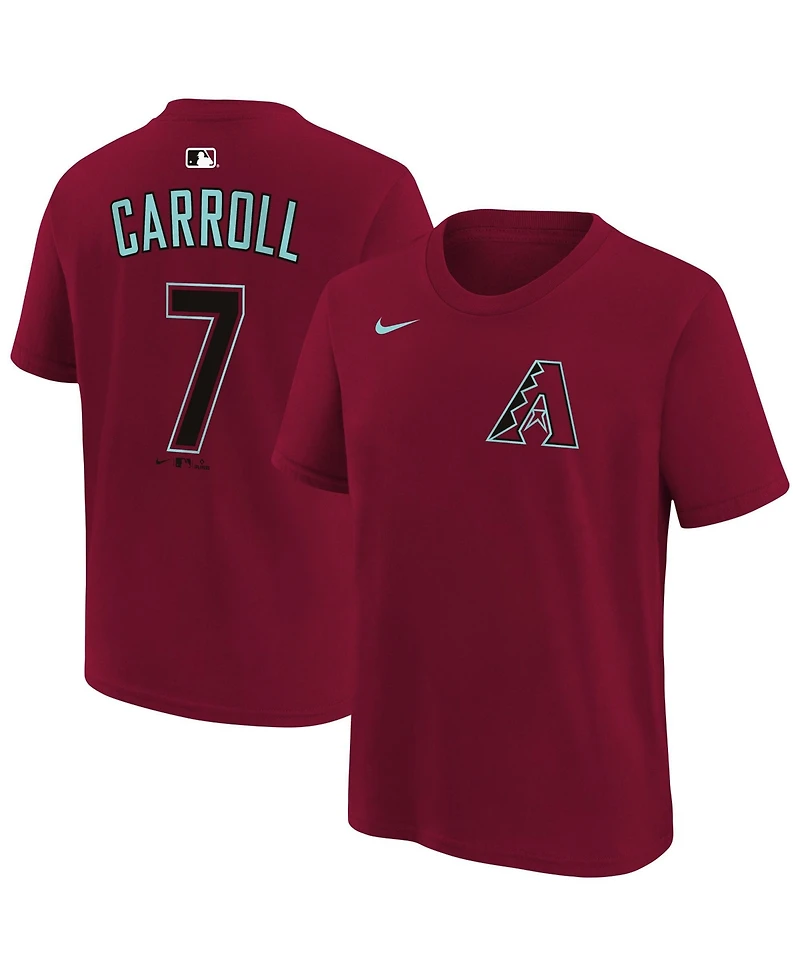 Nike Big Boys and Girls Corbin Carroll Red Arizona Diamondbacks Name & Number T-Shirt
