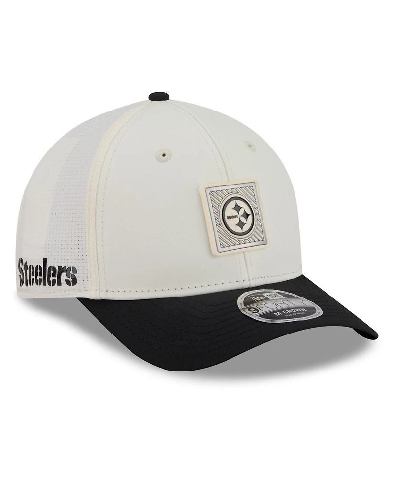 New Era Men's Cream/Black Pittsburgh Steelers 2026 Nfl Training Camp 9FORTY Adjustable Hat