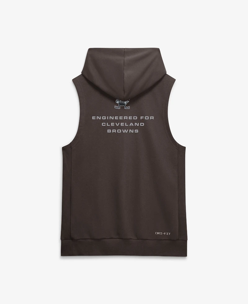 Nike Men's Brown Cleveland Browns Sideline Standard Issue Dri-fit Sleeveless Hoodie