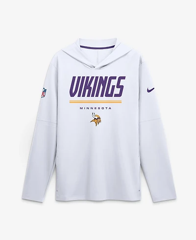 Nike Men's White Minnesota Vikings Sideline Lightweight Long Sleeve Hooded Dri-fit T-Shirt