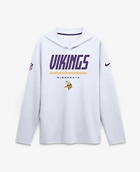 Nike Men's White Minnesota Vikings Sideline Lightweight Long Sleeve Hooded Dri-fit T-Shirt