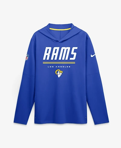 Nike Men's Royal Los Angeles Rams Sideline Lightweight Long Sleeve Hooded Dri-fit T-Shirt
