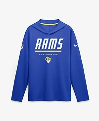 Nike Men's Royal Los Angeles Rams Sideline Lightweight Long Sleeve Hooded Dri-fit T-Shirt