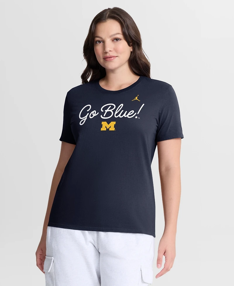 Jordan Women's Navy Michigan Wolverines Script Mantra Logo T-Shirt