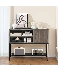 Gouun Buffet Sideboard Coffee Bar Cabinet Power Outlets Usb Ports Wine Rack