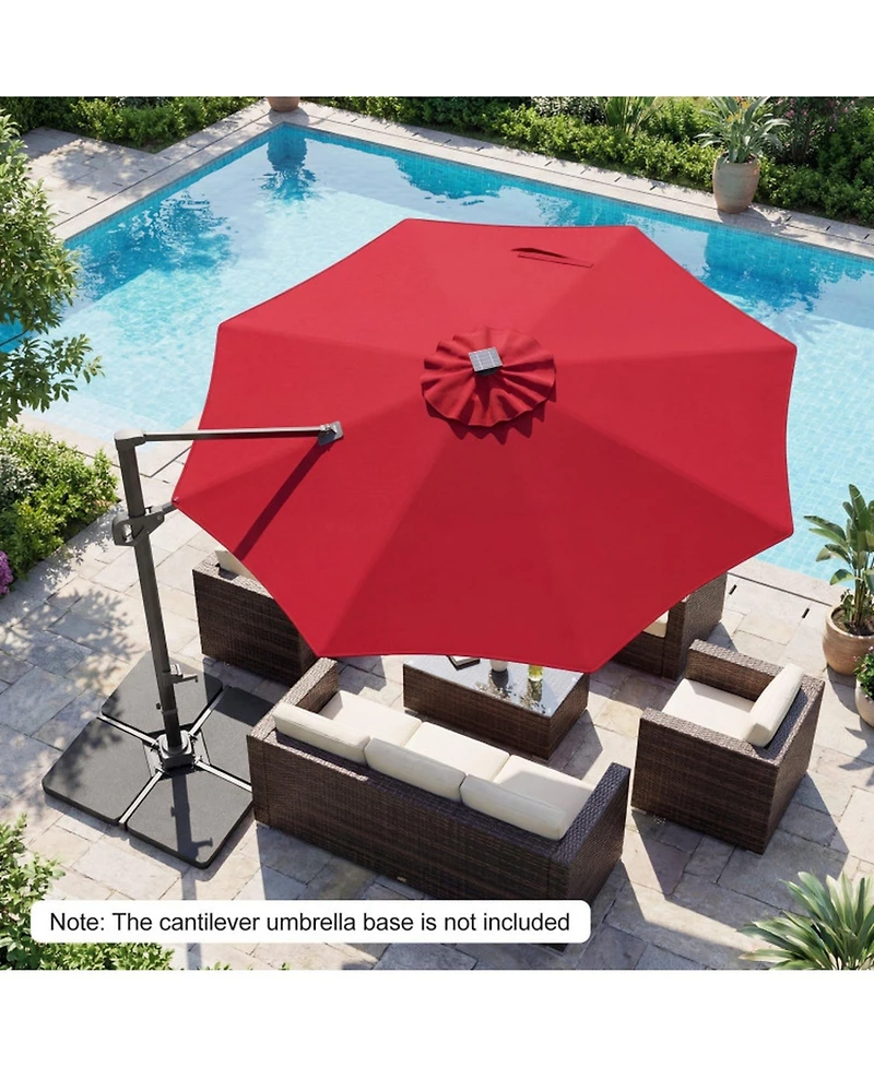 Gouun 10 Ft Cantilever Patio Umbrella with 28 Solar Led Lights