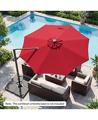 Gouun 10 Ft Cantilever Patio Umbrella with 28 Solar Led Lights