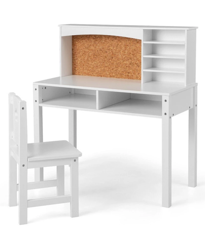 Gouun Kids Desk and Chair Set with Hutch and Bulletin Board