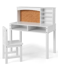 Gouun Kids Desk and Chair Set with Hutch and Bulletin Board