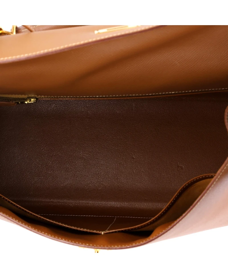 Pre-Owned Hermes Kelly 35 Handbag Brown Courchevel with Gold Hardware