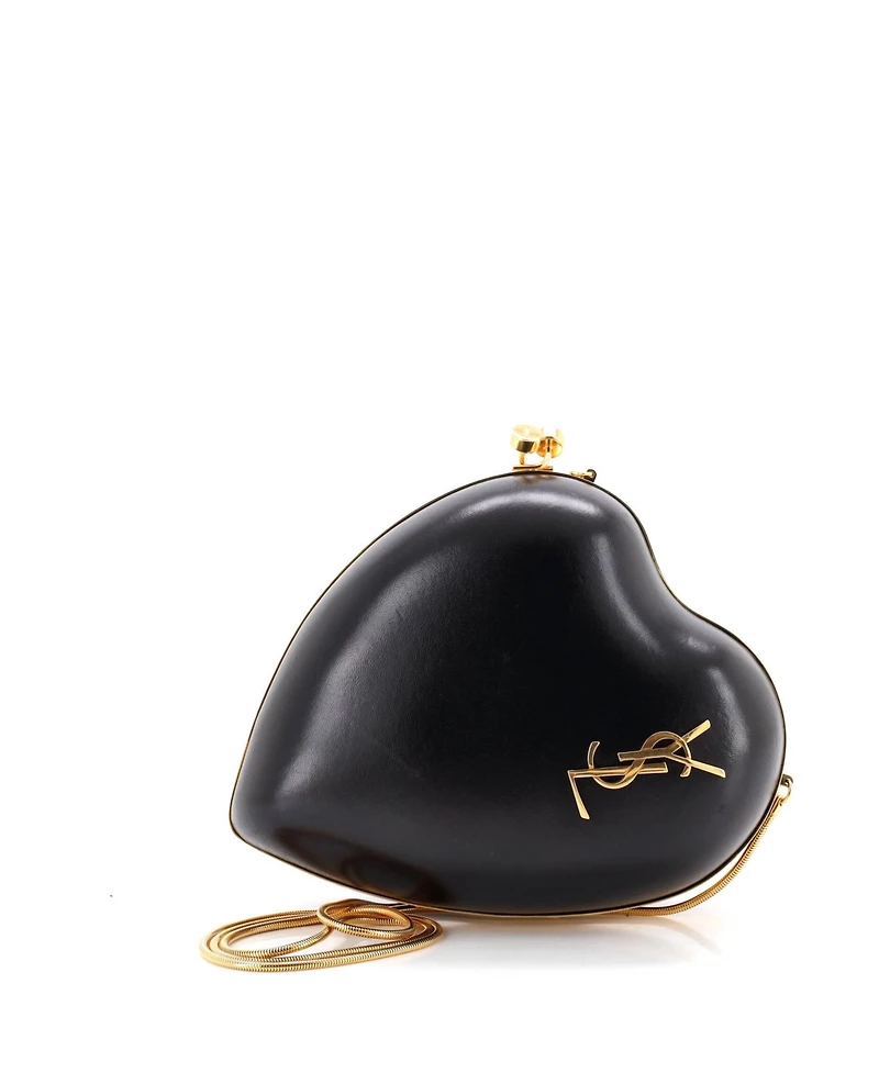 Pre-Owned Saint Laurent Small Love Heart Chain Box Clutch Leather