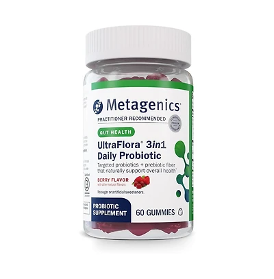 Metagenics UltraFlora 3 in 1 Daily Probiotic and Postbiotic Gummies - Shelf-Stable for Adults and Kids - Supports Gut Health, Healthy Gut