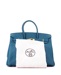 Pre-Owned HERMES Birkin 35 Handbag Blue Togo with Gold Hardware