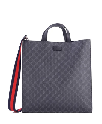 Pre-Owned Gucci Tall Convertible Soft Open Tote Gg Coated Canvas