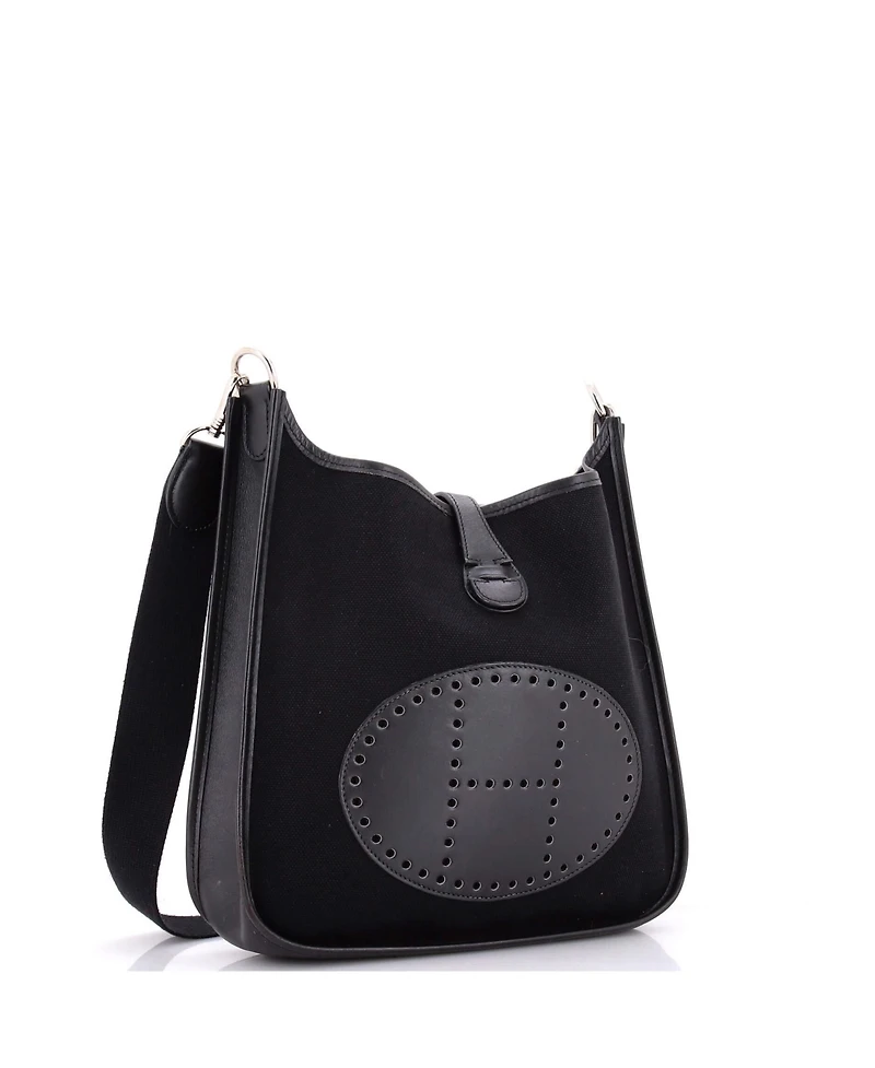 Pre-Owned HERMES Pm Evelyne Bag Gen I Toile and Leather