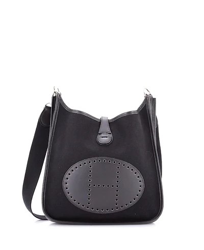 Pre-Owned HERMES Pm Evelyne Bag Gen I Toile and Leather