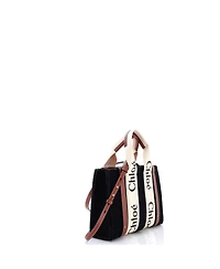 Pre-Owned Chloe Woody Tote Felt with Leather and Canvas