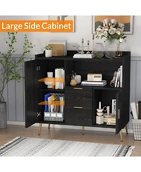 homfan Buffet Cabinet with Storage and Drawers Wood Sideboard with Doors for Dining Room, Living Room, Entryway