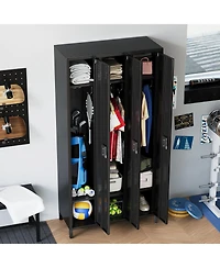 Heavy Duty 3-Door Metal Locker with Hooks and Adjustable Shelves, Lockable Steel Storage for Office, School, Gym, Warehouse