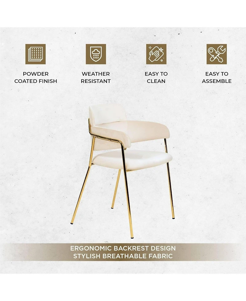 LeisureMod Axis Dining Chair, Velvet Upholstery with Stainless Steel Legs, Accent Side Chair for Modern Home, Kitchen and