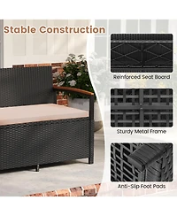Slickblue Patio Storage Bench with Cushion and Deck Box Compartment