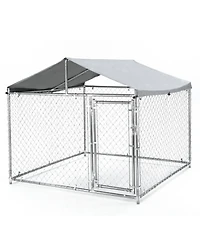 homfan Outdoor Large Kennel, 80x80x70 Inch Heavy Duty Pet Enclosure with Roof for Patio Shelter for Dogs, Chickens, or Cats