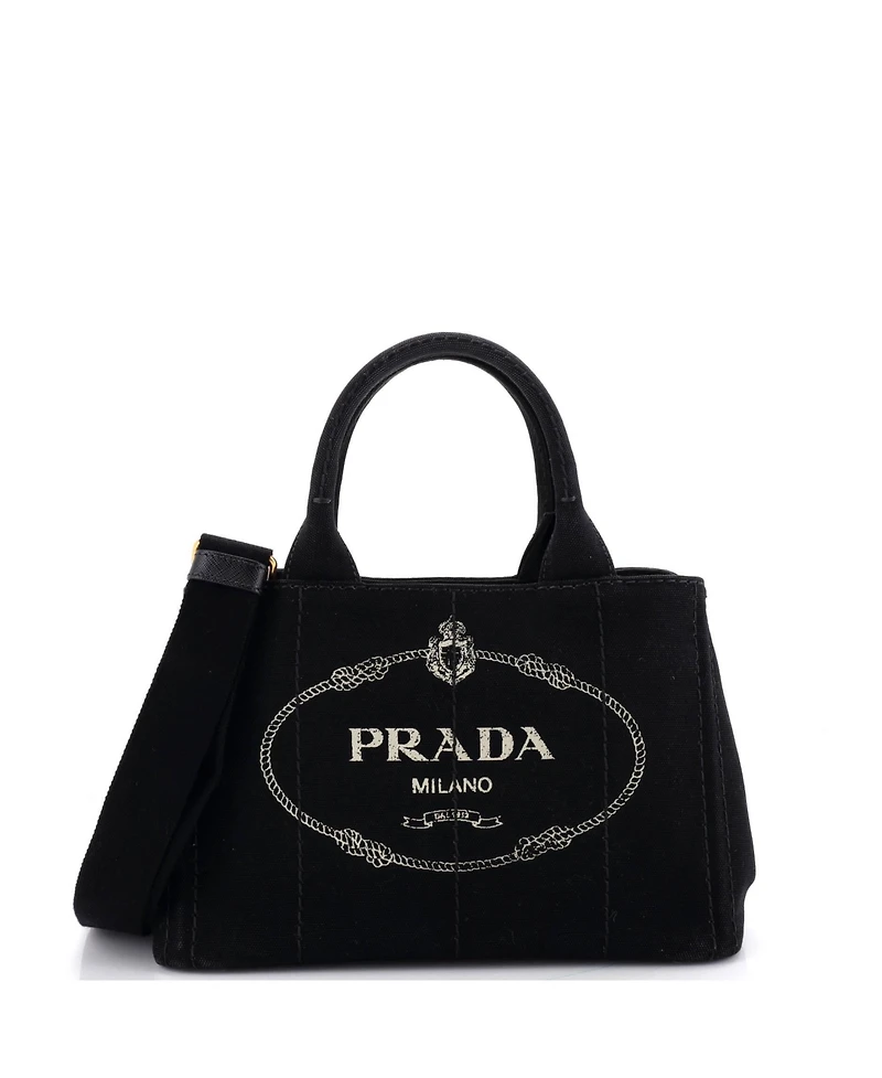 Pre-Owned Prada Mini Canapa Convertible Tote Canvas