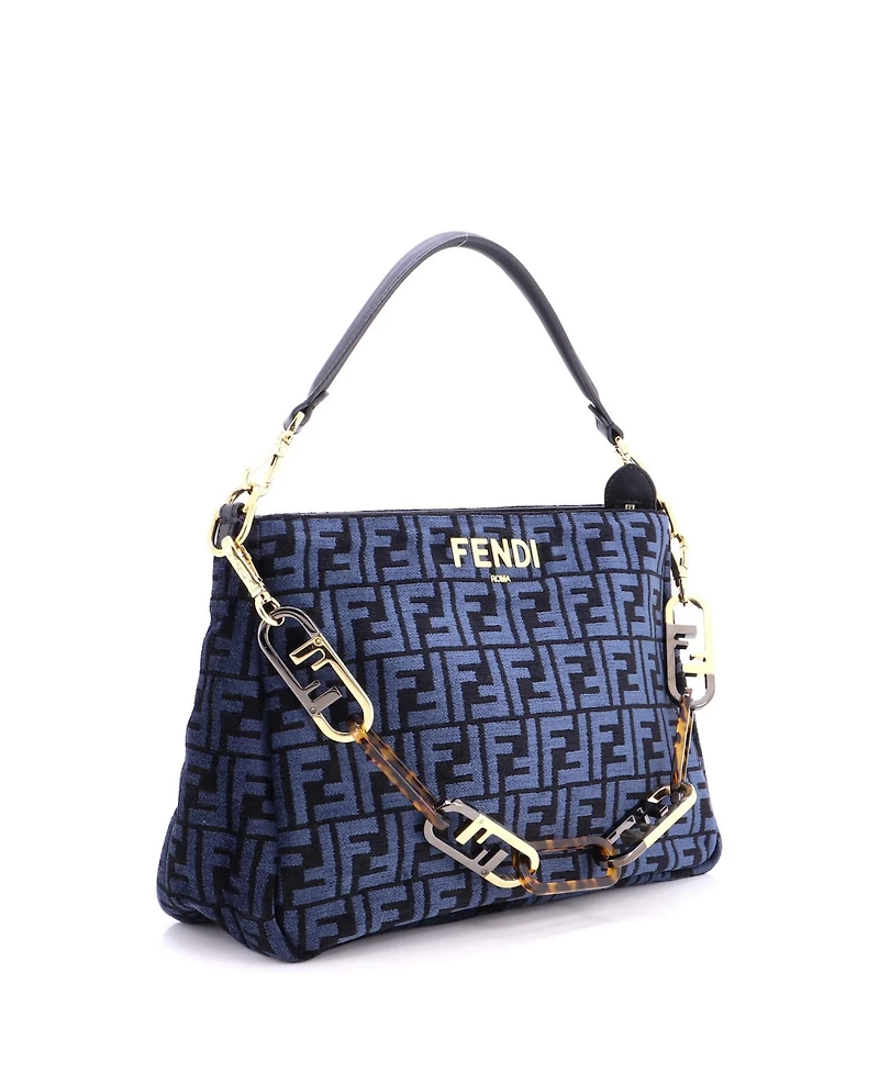 Pre-Owned Fendi O'Lock Zip Shoulder Bag Zucca Chenille