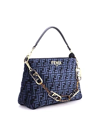 Pre-Owned Fendi O'Lock Zip Shoulder Bag Zucca Chenille