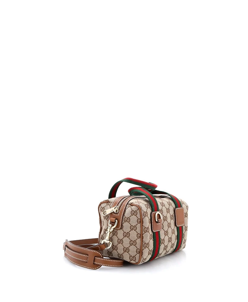 Pre-Owned Gucci Mini Web Boston Bag Gg Canvas