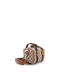Pre-Owned Gucci Mini Web Boston Bag Gg Canvas