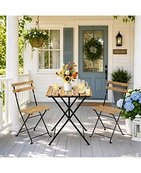 homfan Bistro Table and Chairs Set of 2, 3-Pieces Patio Bistro Set, Folding Design, No Assembly Need, Outdoor/Indoor Outdoor Patio Furniture Set