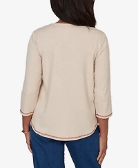 Alfred Dunner Petite Scarecrow Family Embroidered Top