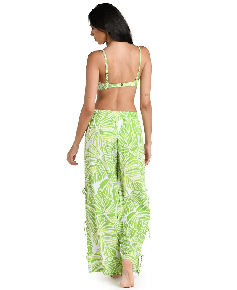 La Blanca Women's Serene Palm Print Pull-On Swim Cover Up Pants