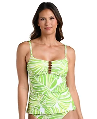 La Blanca Women's Serene Palm Square Neck Tankini Top