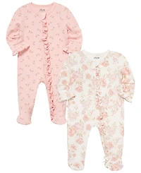 Little Me Baby Girls' Long-Sleeve Coverall, 2-Pack