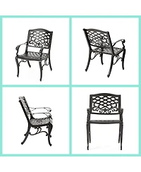 Asagikoiai 7-Piece Cast Aluminum Patio Dining Set with Rectangular Table and 4 Chairs