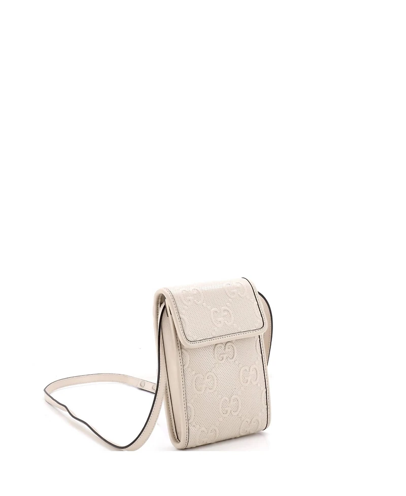 Pre-Owned Gucci Mini Flap Crossbody Bag Gg Embossed Perforated Leather